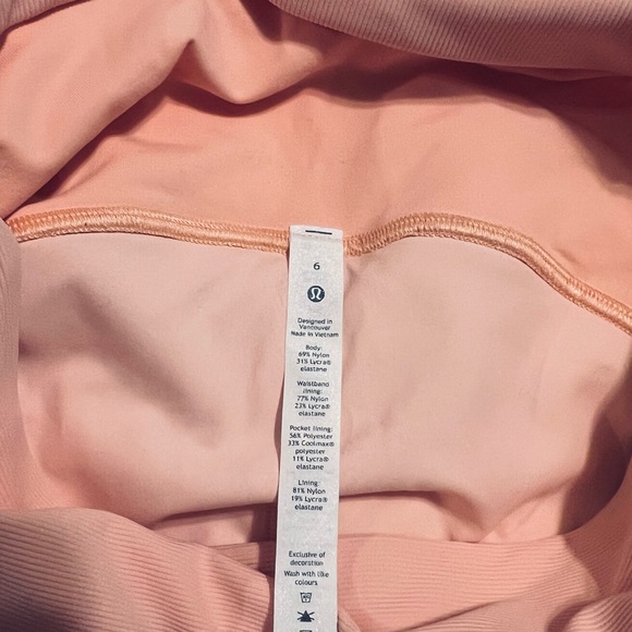 Lululemon Ribbed Contoured High Rise Tight | Color: Malibu Peach | Size 6 - Picture 7 of 7